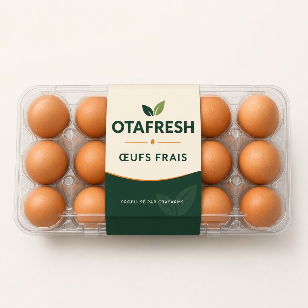 Œufs frais OTAFRESH emballés en français et propulsés par OTAFARMS