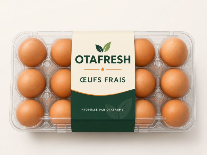 Œufs frais OTAFRESH emballés en français et propulsés par OTAFARMS