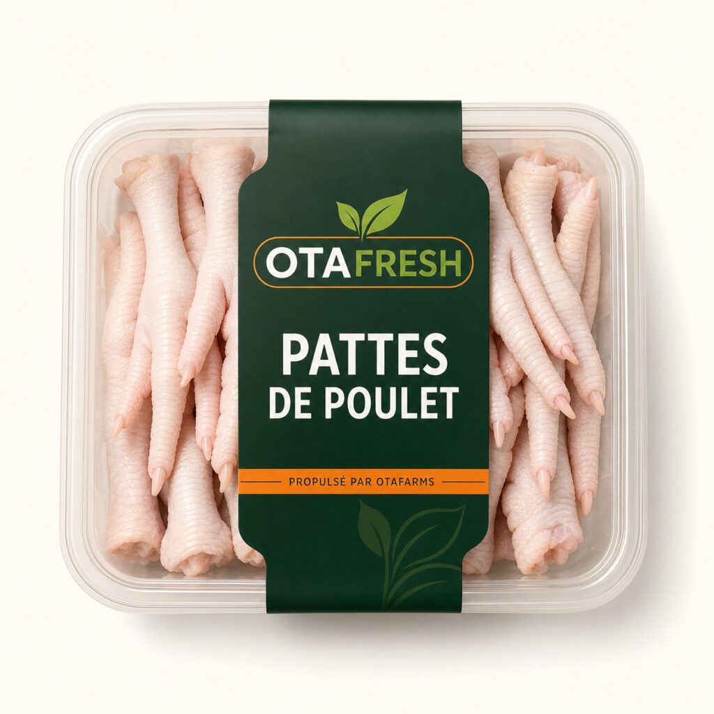 Pattes de poulet OTAFRESH emballées en français et propulsées par OTAFARMS