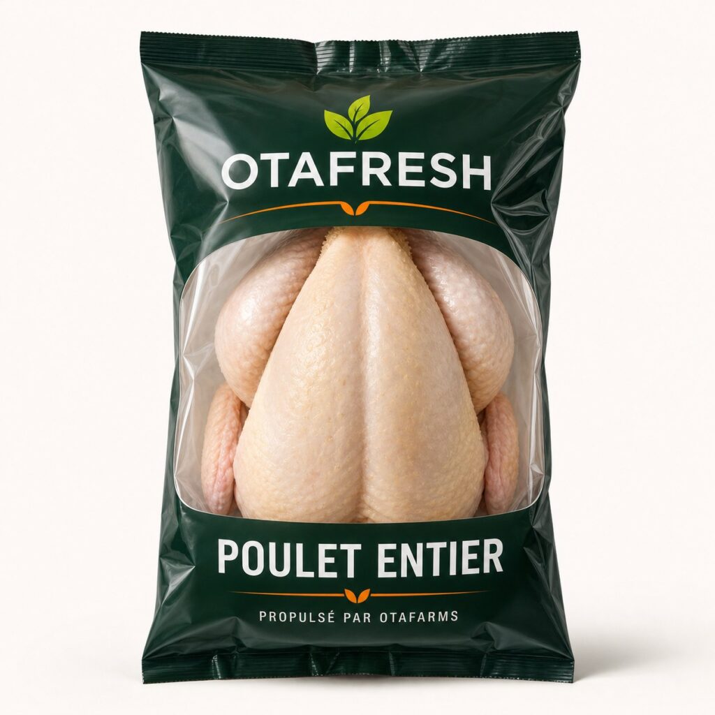 Poulet entier OTAFRESH emballé en français et propulsé par OTAFARMS