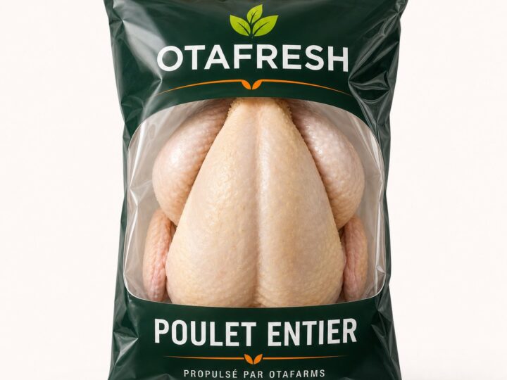 Poulet entier OTAFRESH emballé en français et propulsé par OTAFARMS